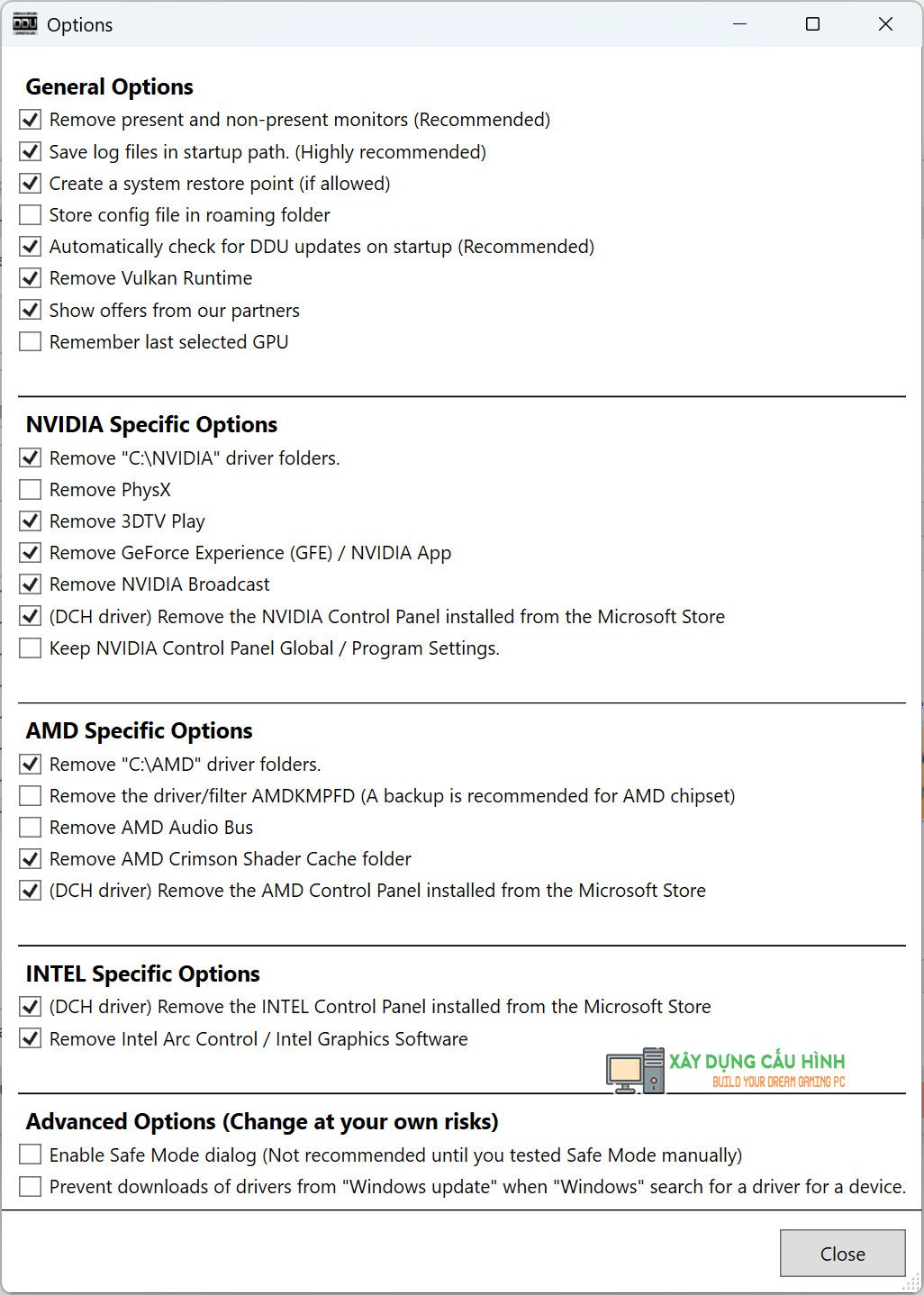 xoa sach se driver vga nvidia, amd tren win 10/11 1