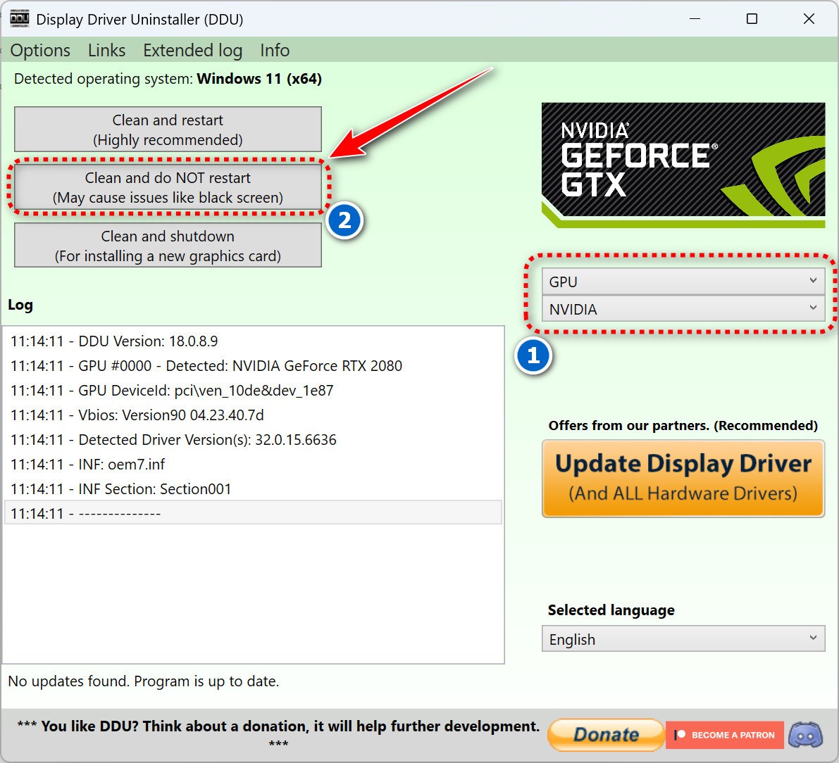 xoa sach se driver vga nvidia, amd tren win 10/11 2
