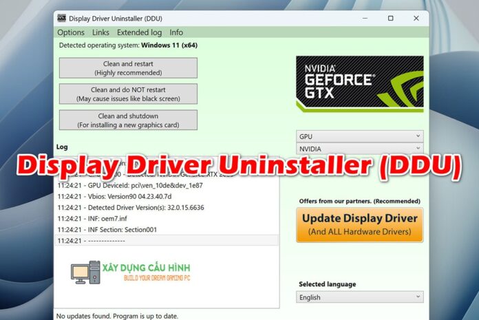 xoa sach se driver vga nvidia, amd tren win 10/11